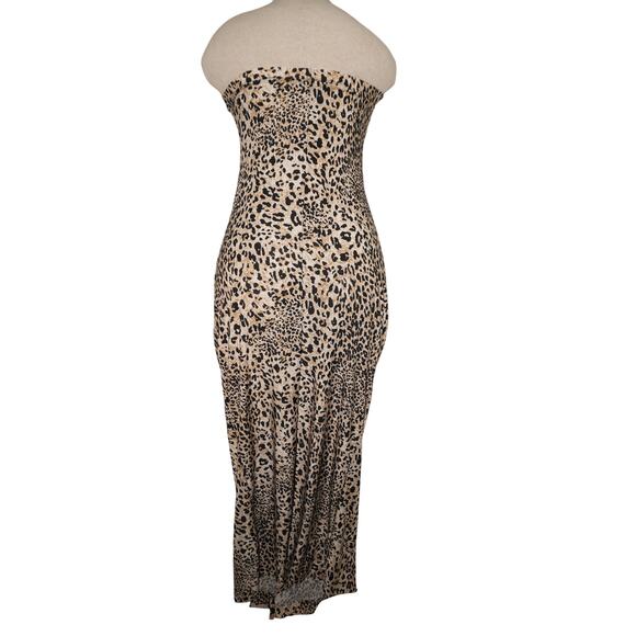 Cleo Leopard Print Strapless Ruffle Maxi Dress Women’s Size S - Picture 5 of 7